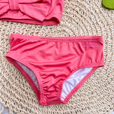 Linha Praia - Biquini com Proteção UV50+ - Laço com Strass - Rose